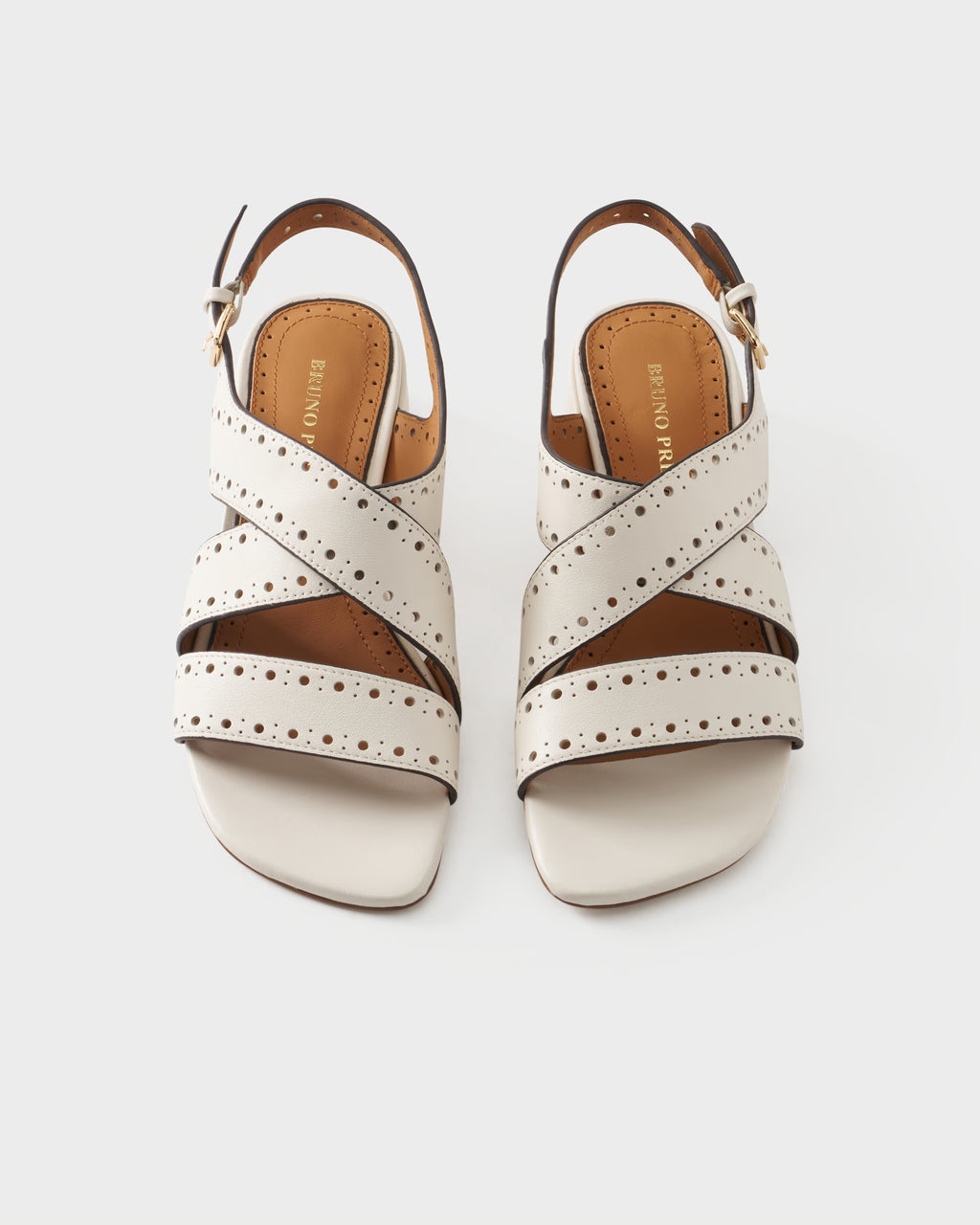 Slingback sandal in leather with crossover straps