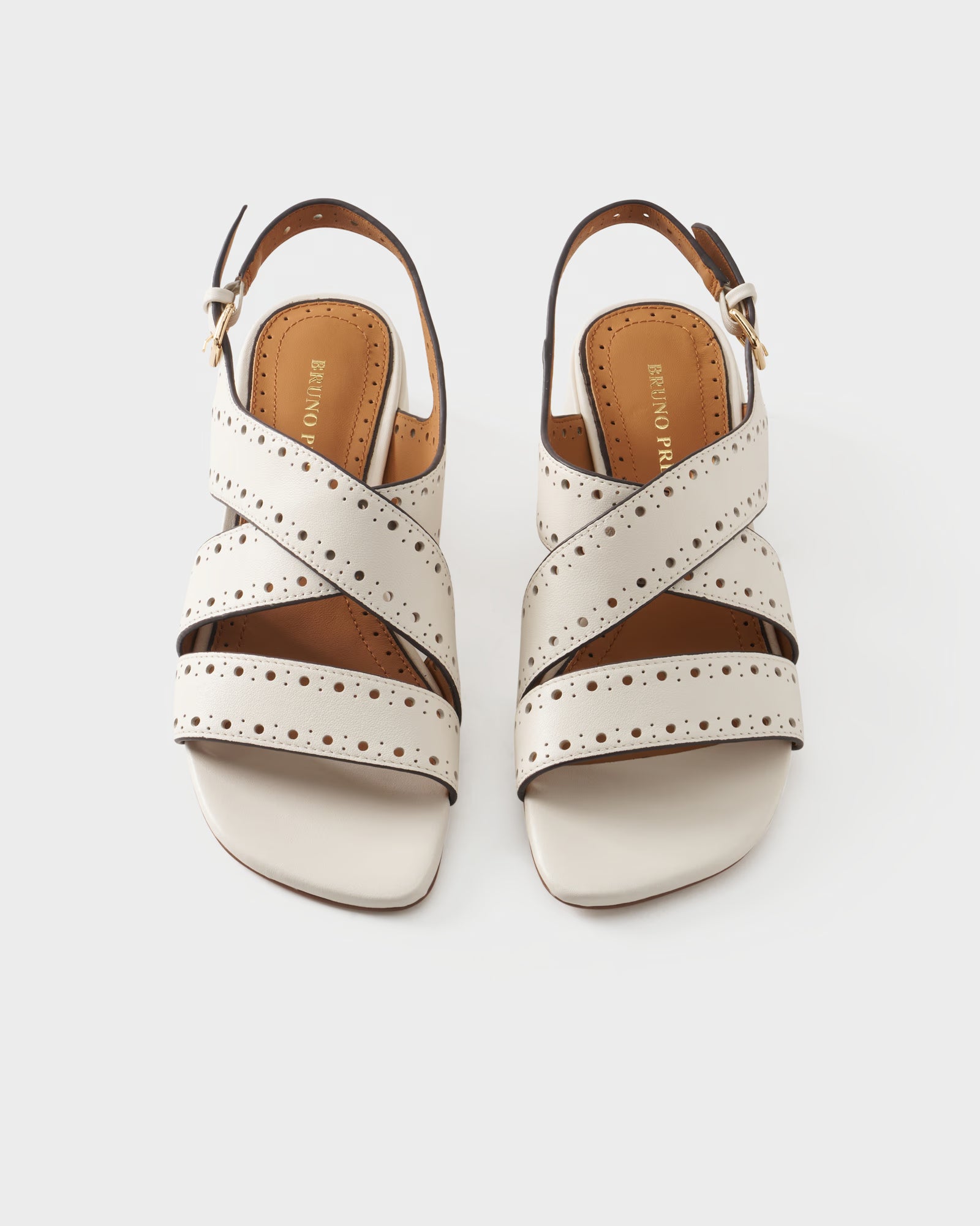 Slingback sandal in leather with crossover straps