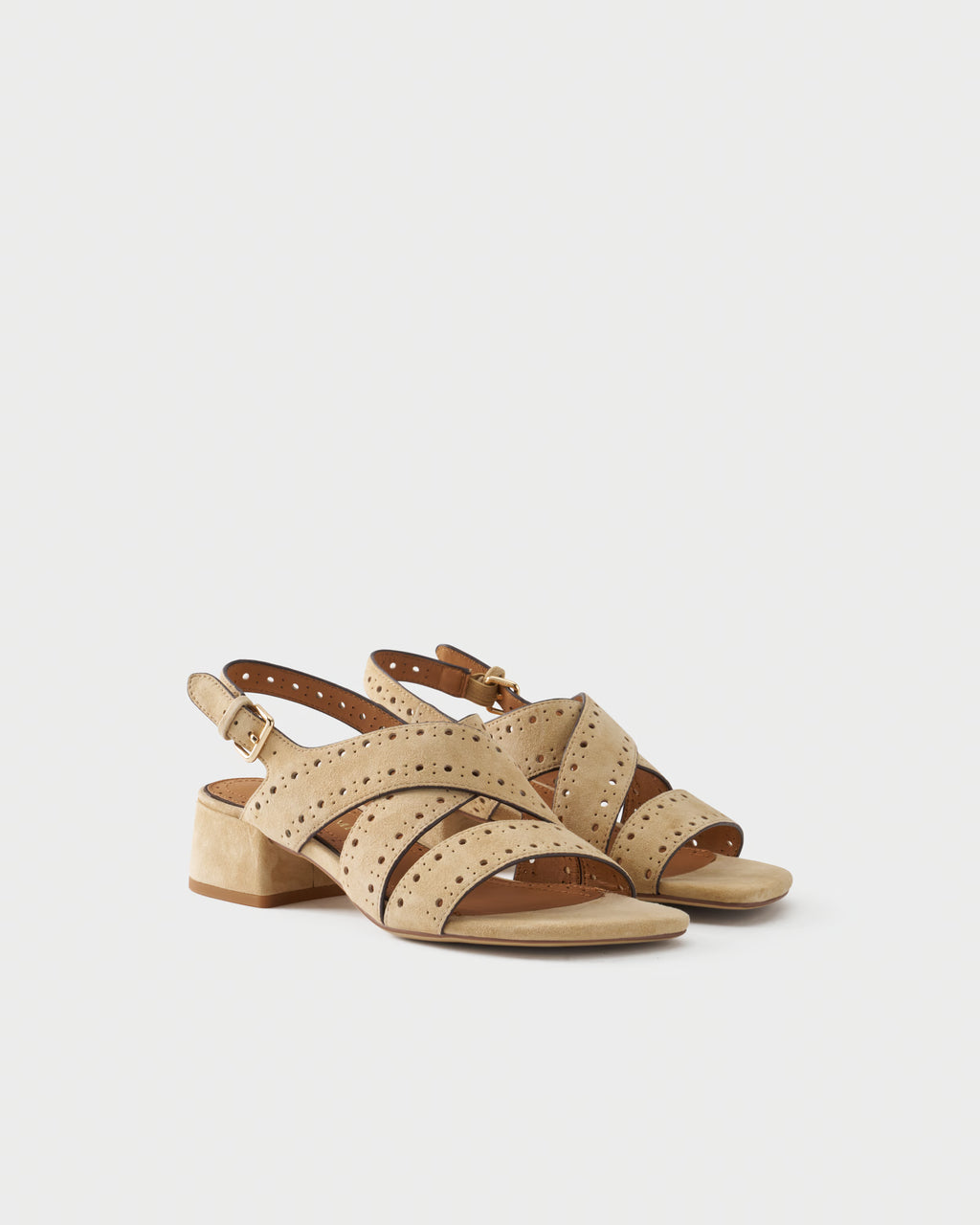 Slingback sandal in suede with crossover straps