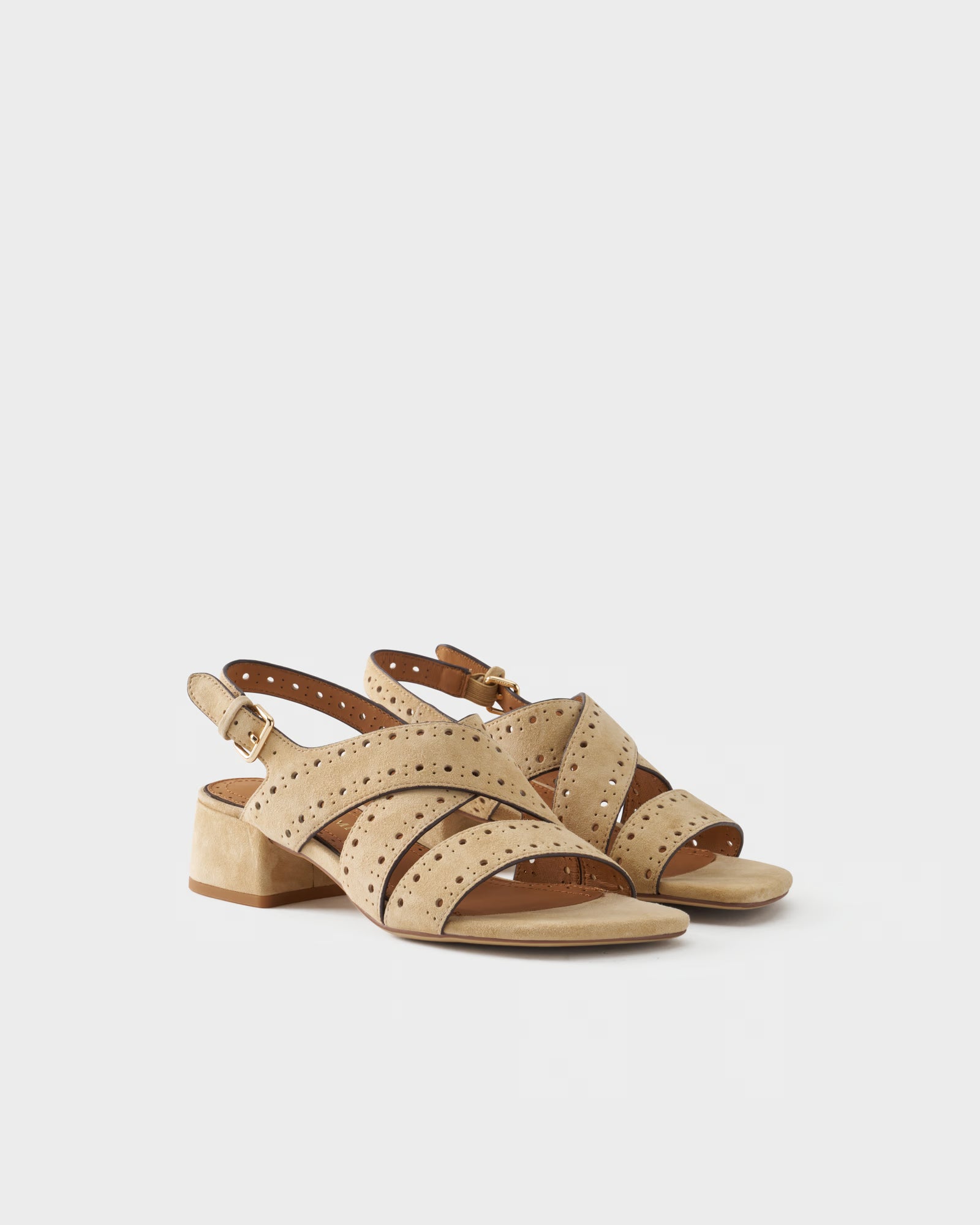 Slingback sandal in suede with crossover straps