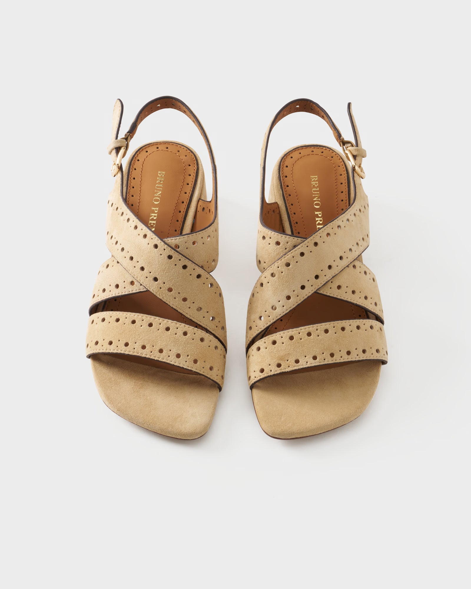 Slingback sandal in suede with crossover straps