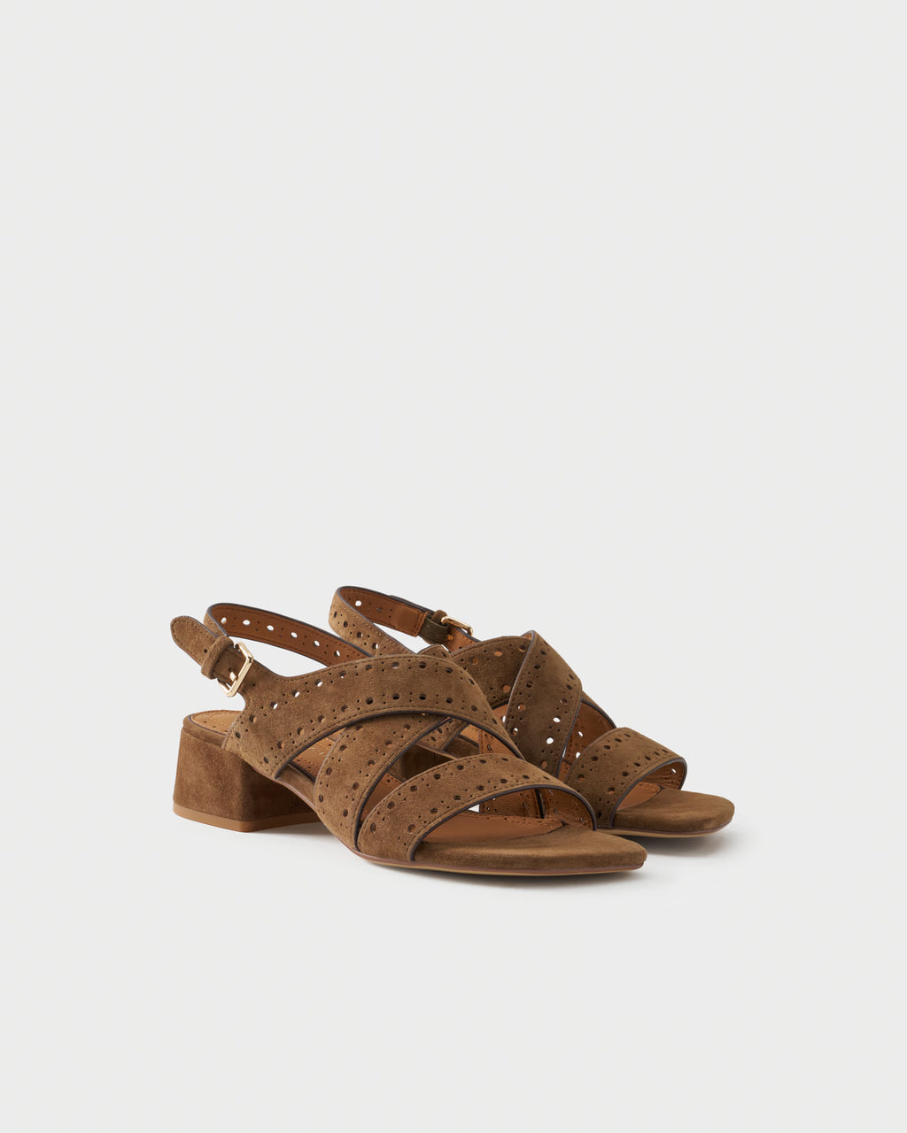Slingback sandal in suede with crossover straps