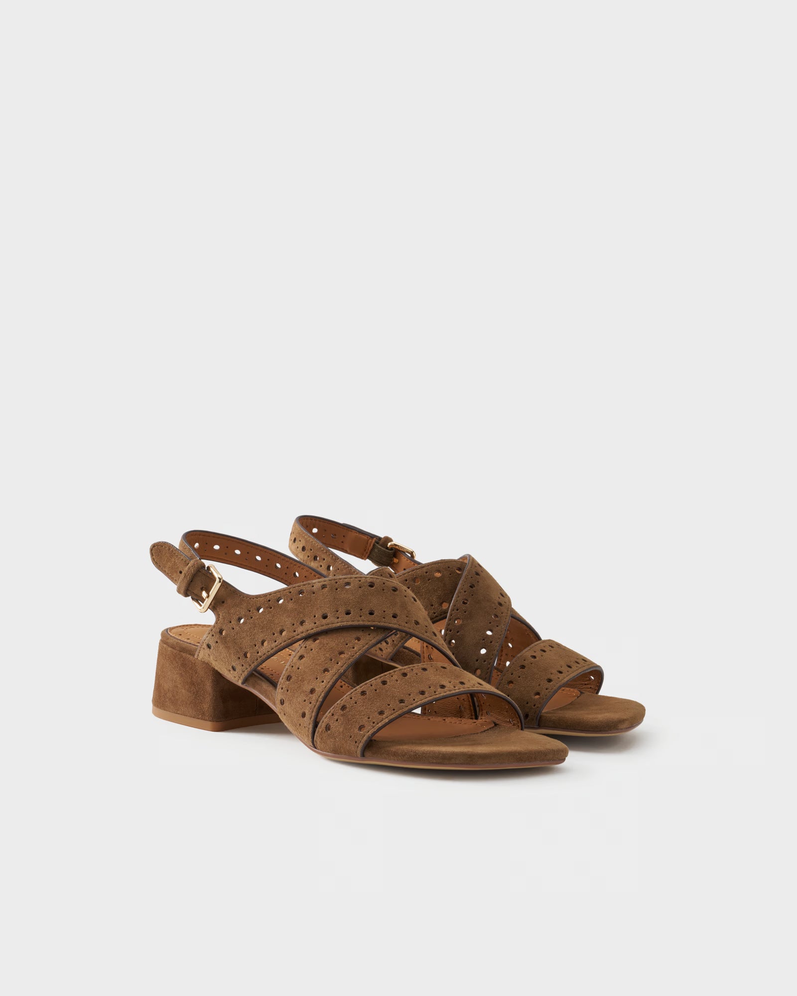 Sandalo slingback in pelle scamosciata con fasce incrociate