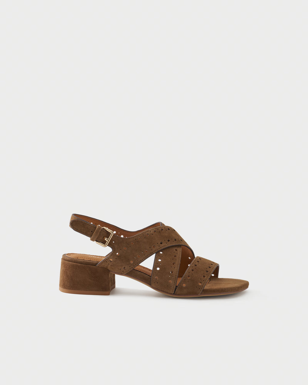 Slingback sandal in suede with crossover straps