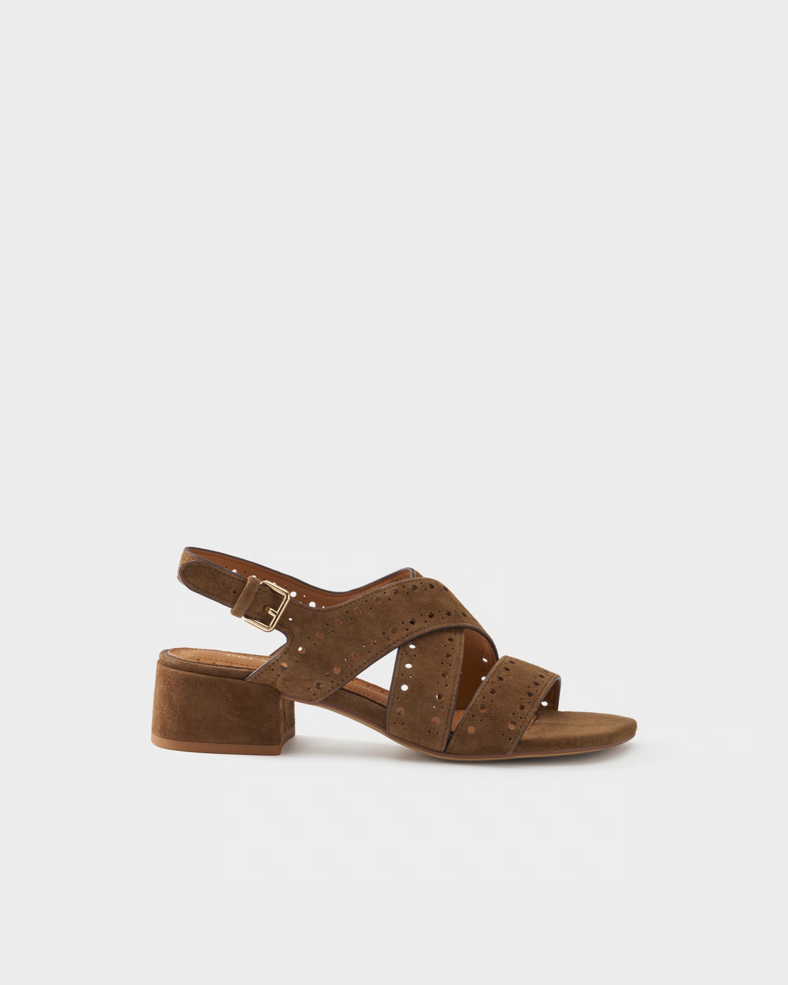 Sandalo slingback in pelle scamosciata con fasce incrociate