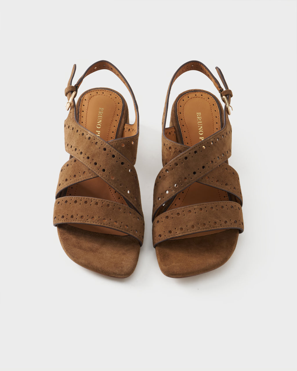 Slingback sandal in suede with crossover straps