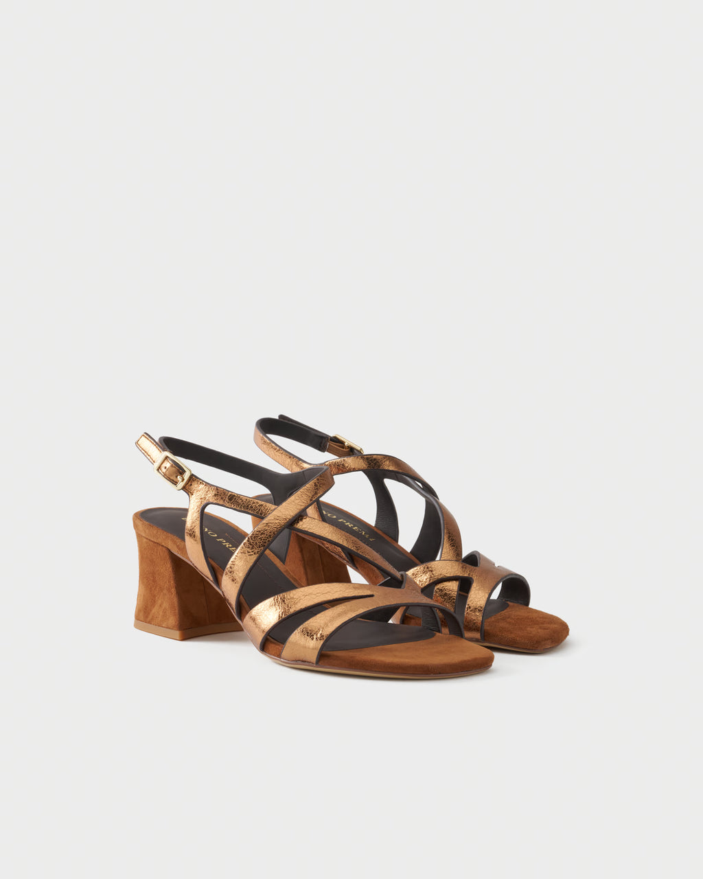 Slingback sandal in metallic leather