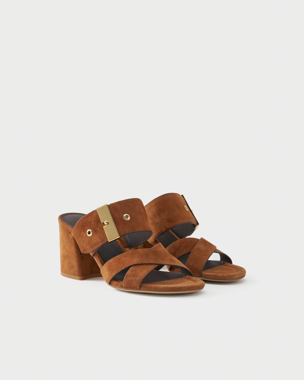 Heeled mule in suede