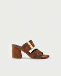 Heeled mule in suede