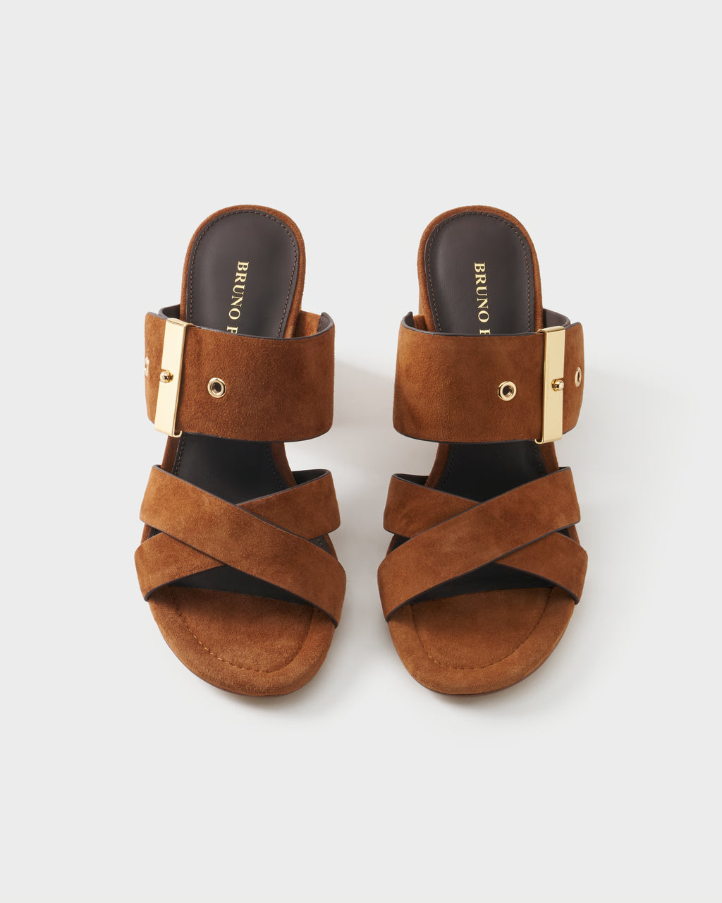 Heeled mule in suede