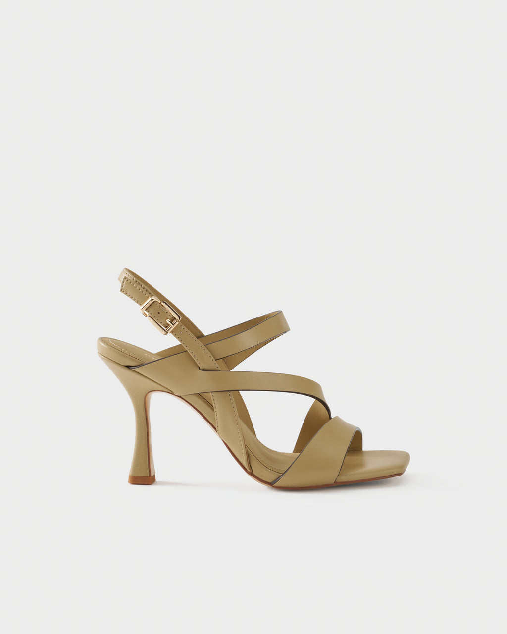 High-heeled slingback sandal in leather