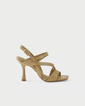 High-heeled slingback sandal in leather