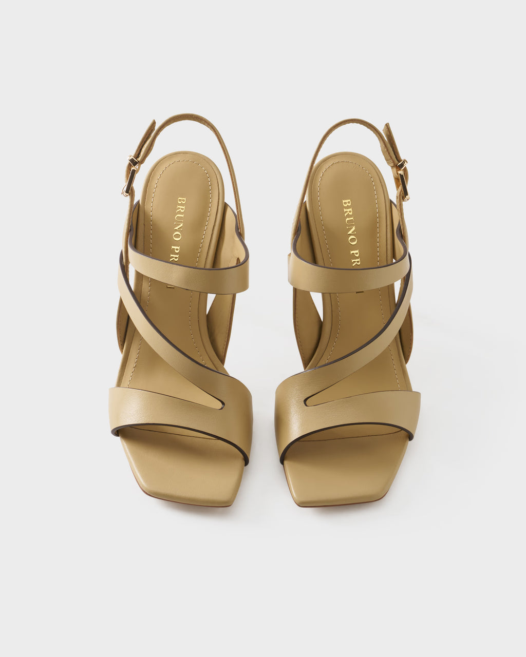 High-heeled slingback sandal in leather