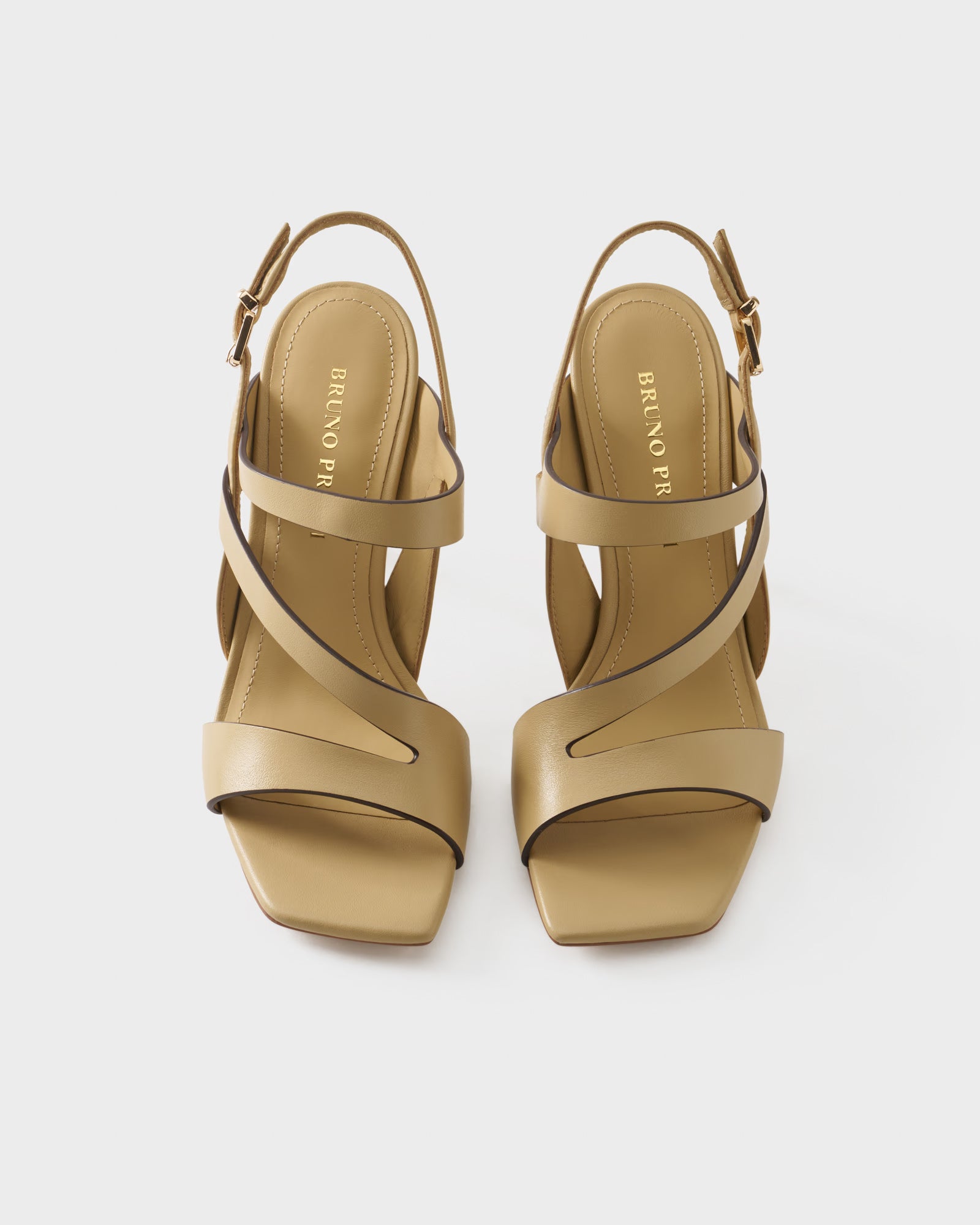 High-heeled slingback sandal in leather