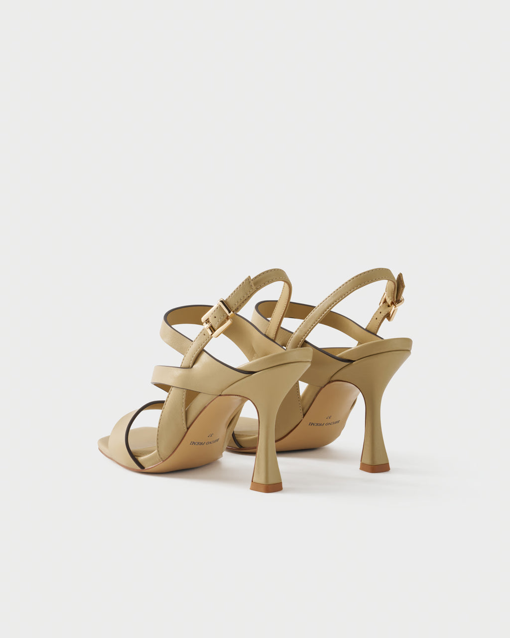 High-heeled slingback sandal in leather