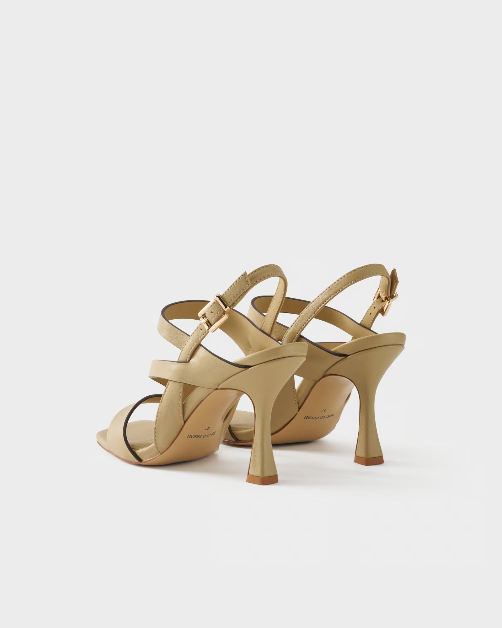 High-heeled slingback sandal in leather