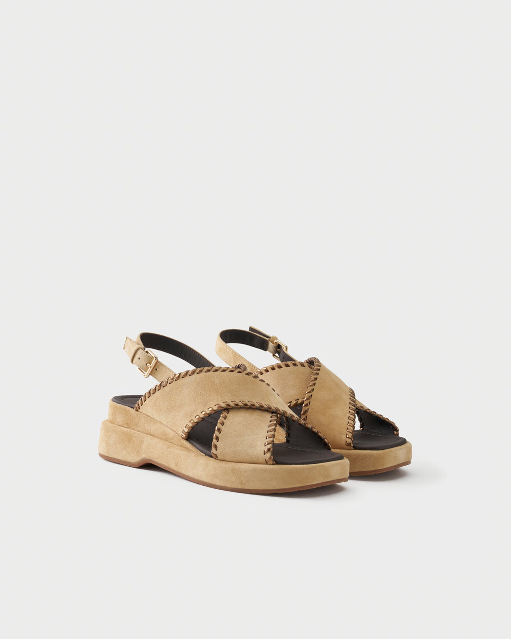Platform sandal in suede