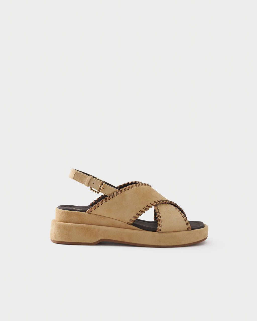 Platform sandal in suede