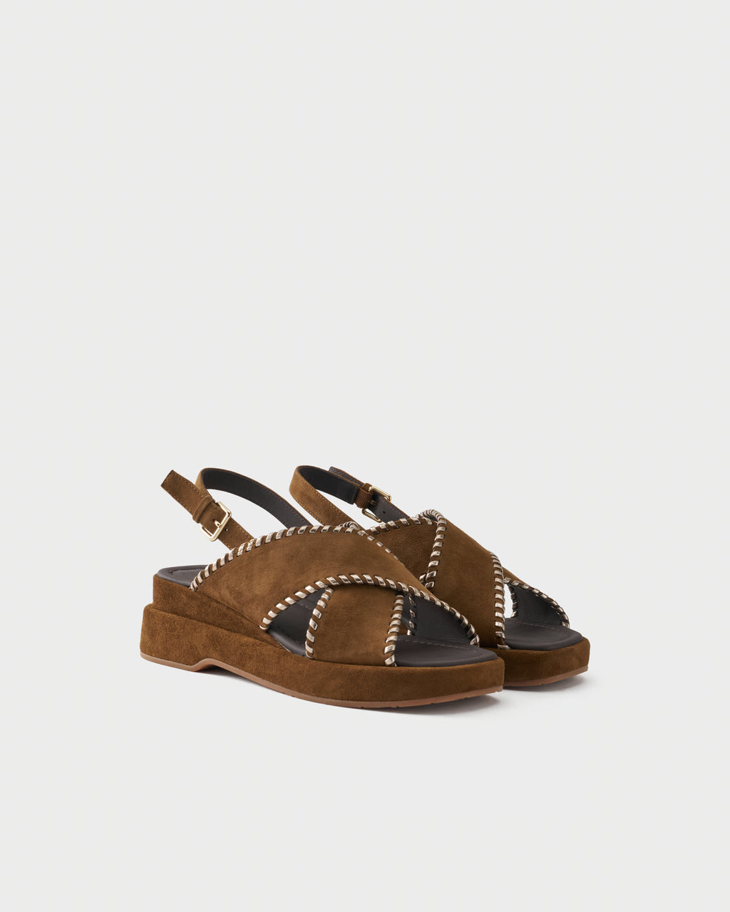 Platform sandal in suede