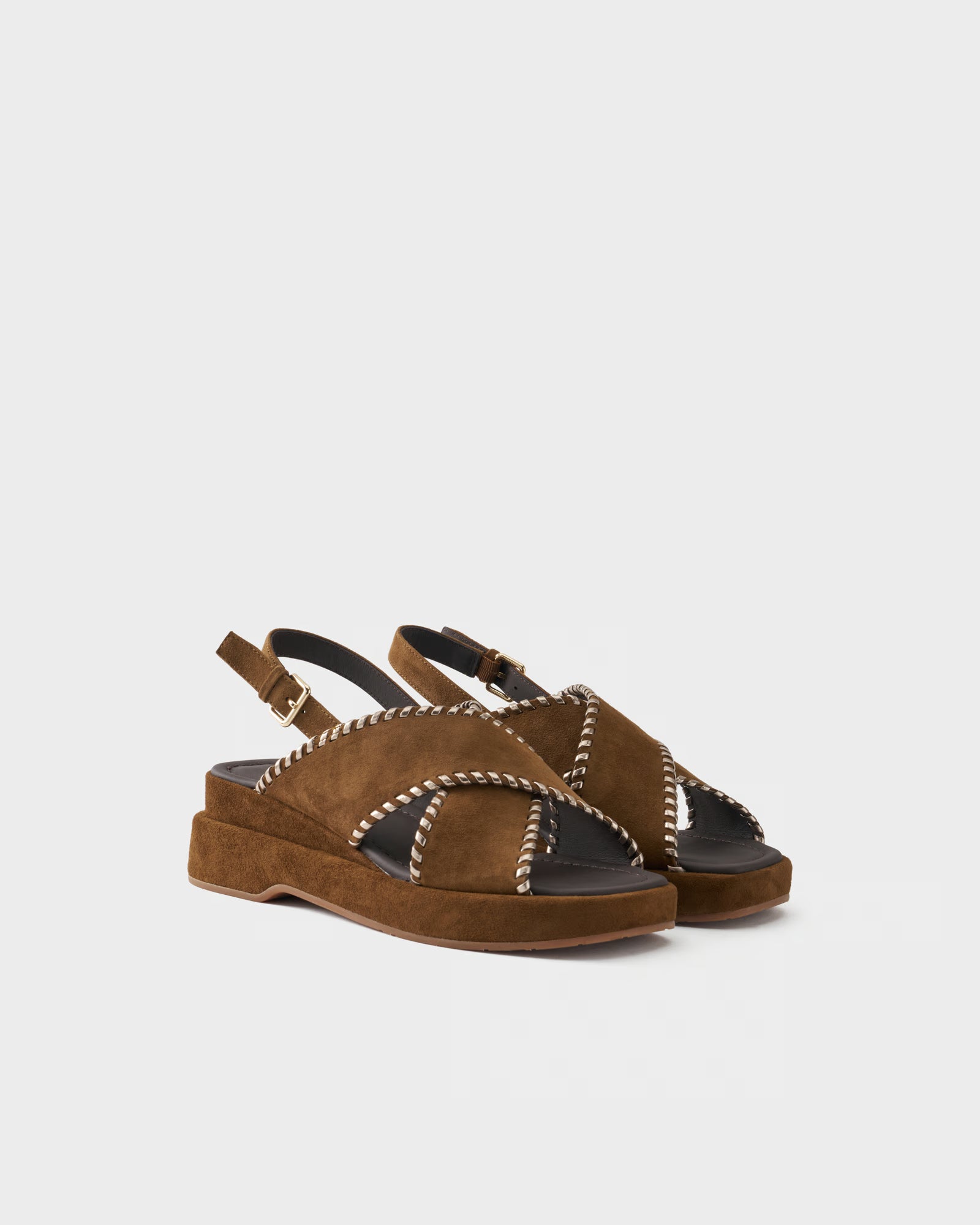 Platform sandal in suede