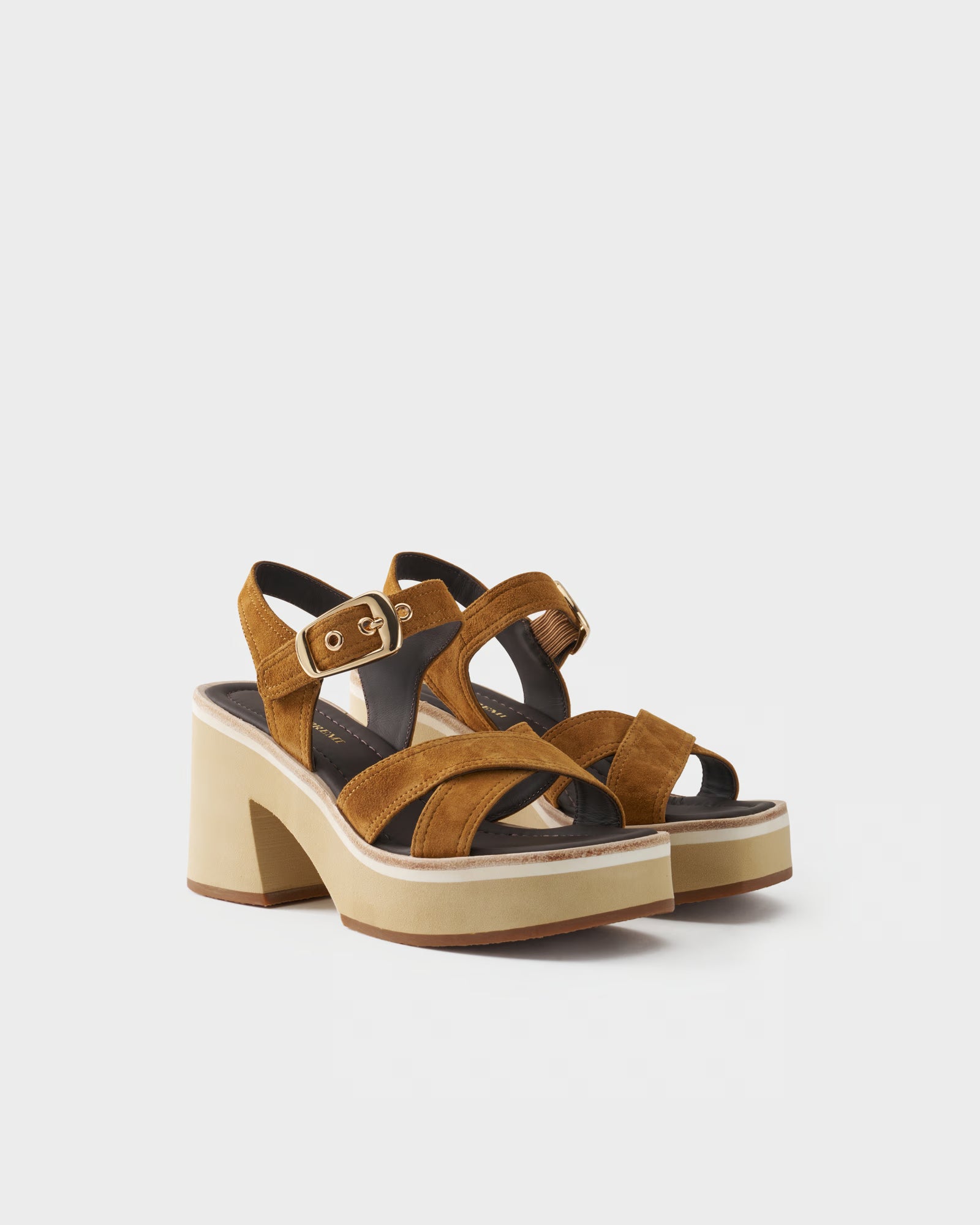 Sandal in suede with block heel