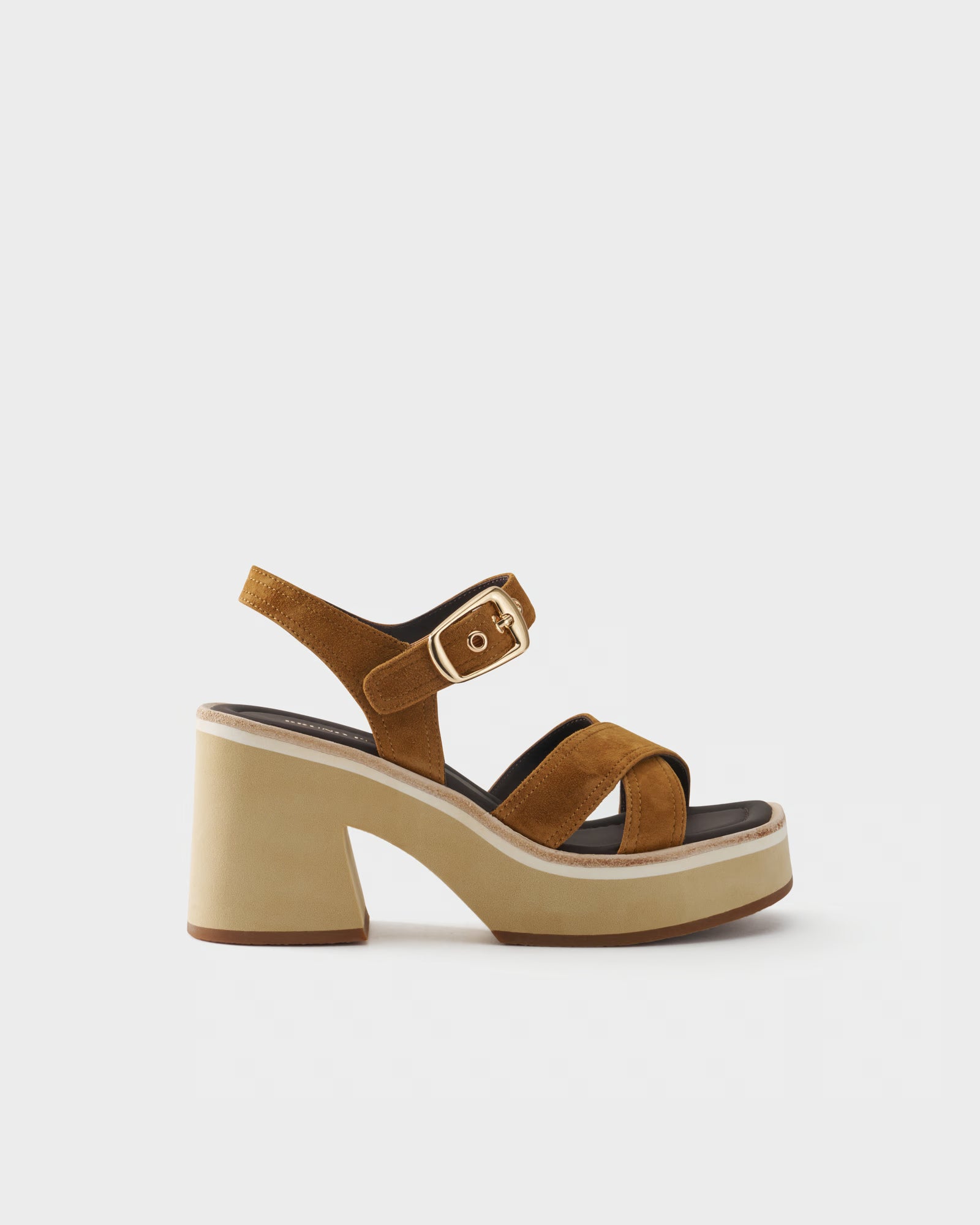 Sandal in suede with block heel