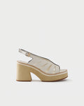 Sandal in leather with cut-out straps