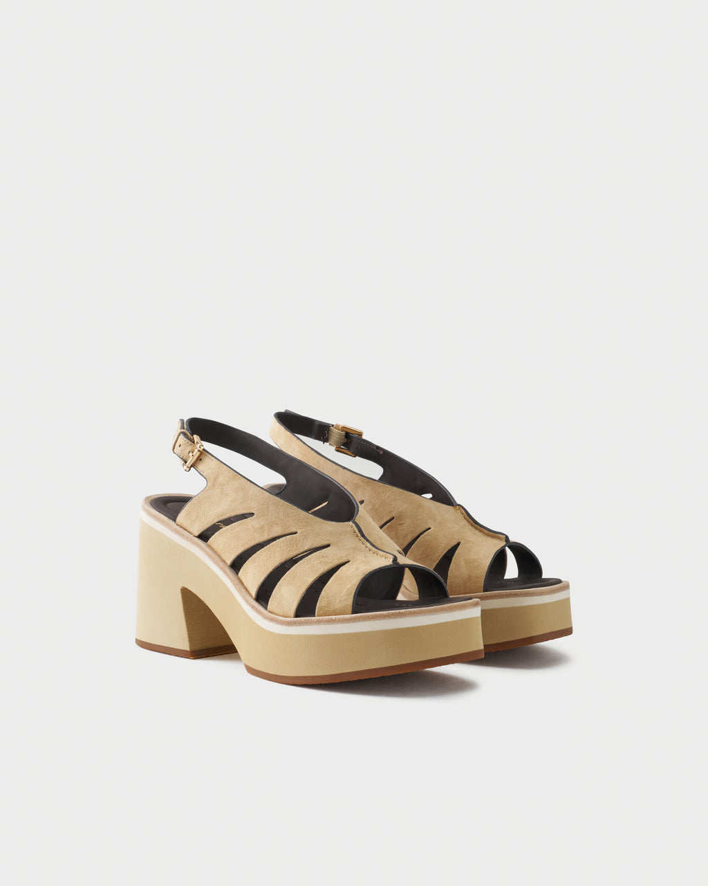 Sandal in suede with cut-out straps