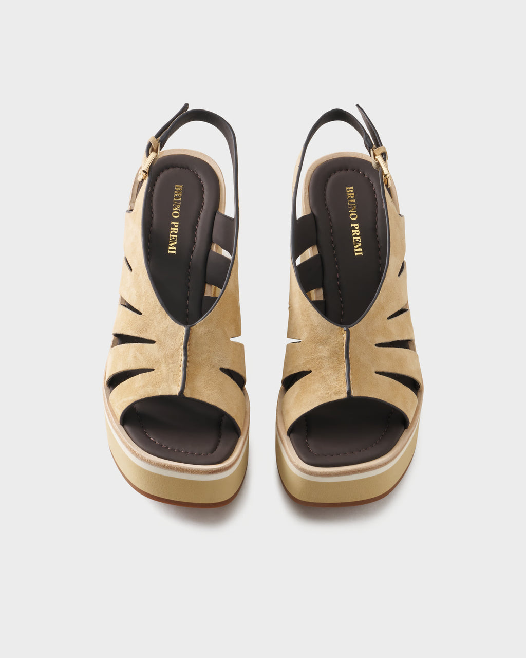 Sandal in suede with cut-out straps