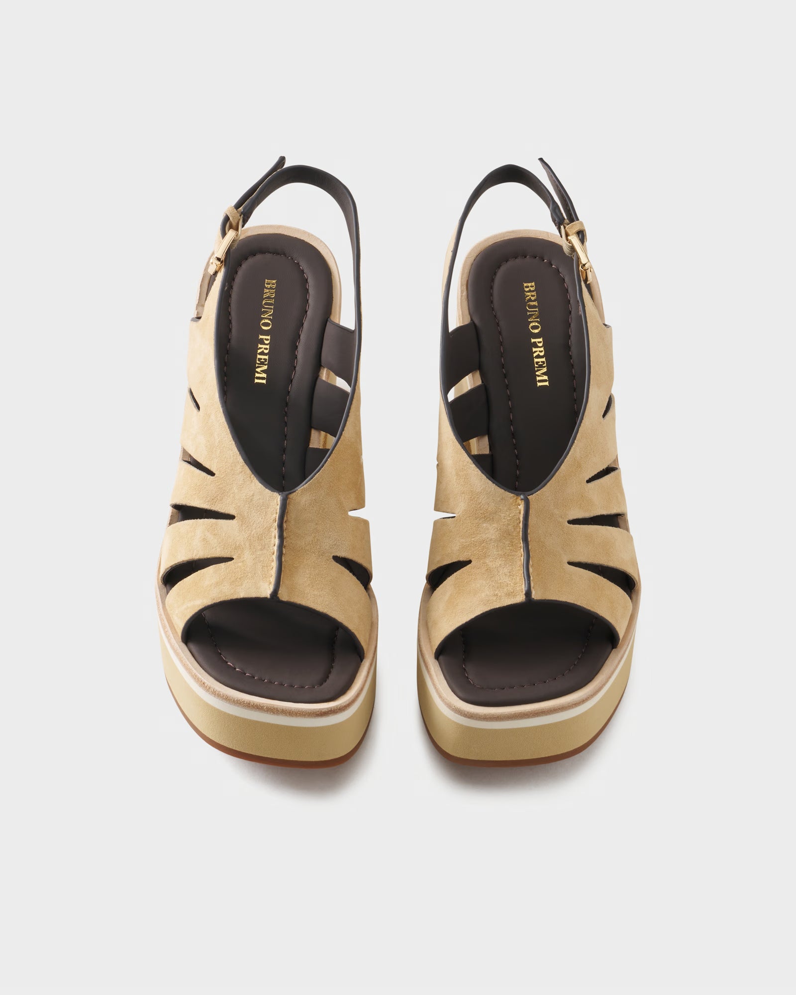 Sandal in suede with cut-out straps