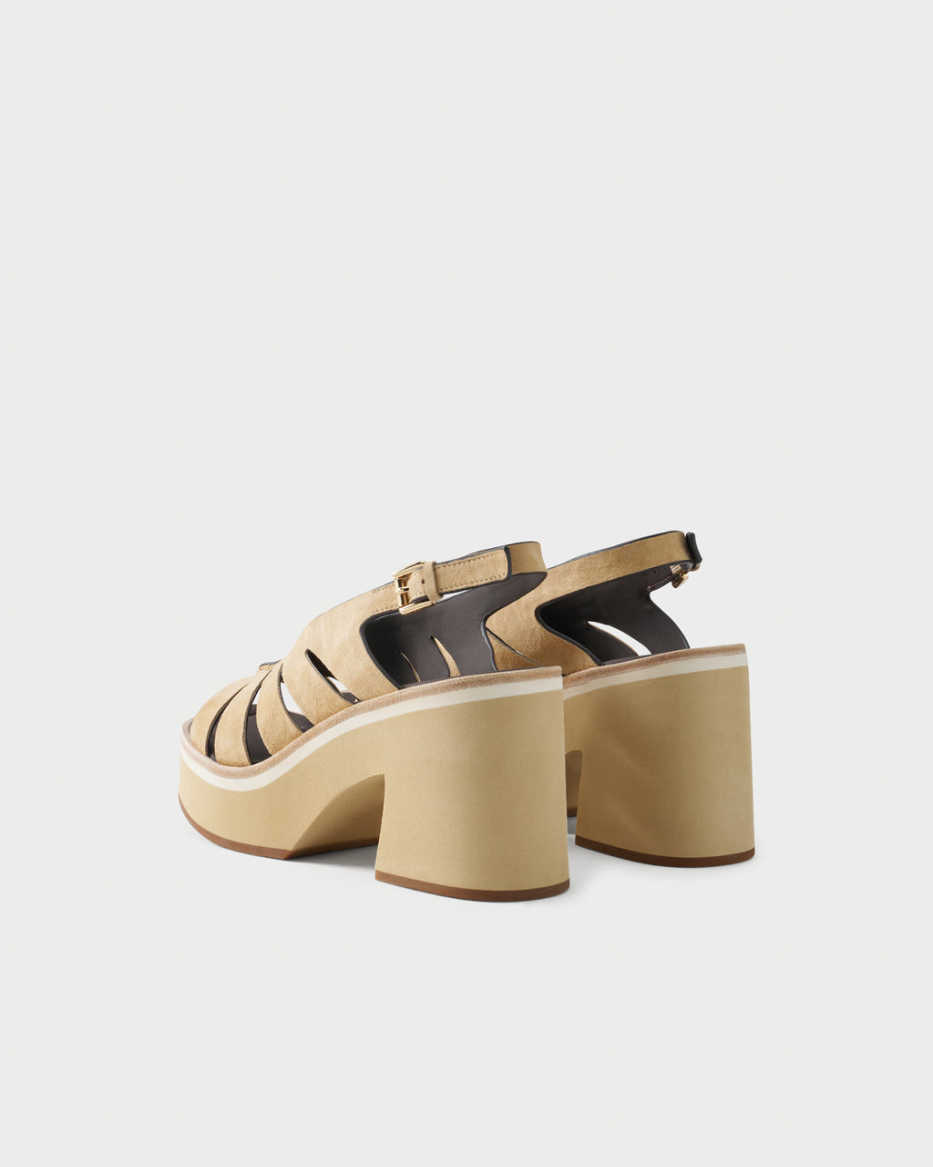 Sandal in suede with cut-out straps