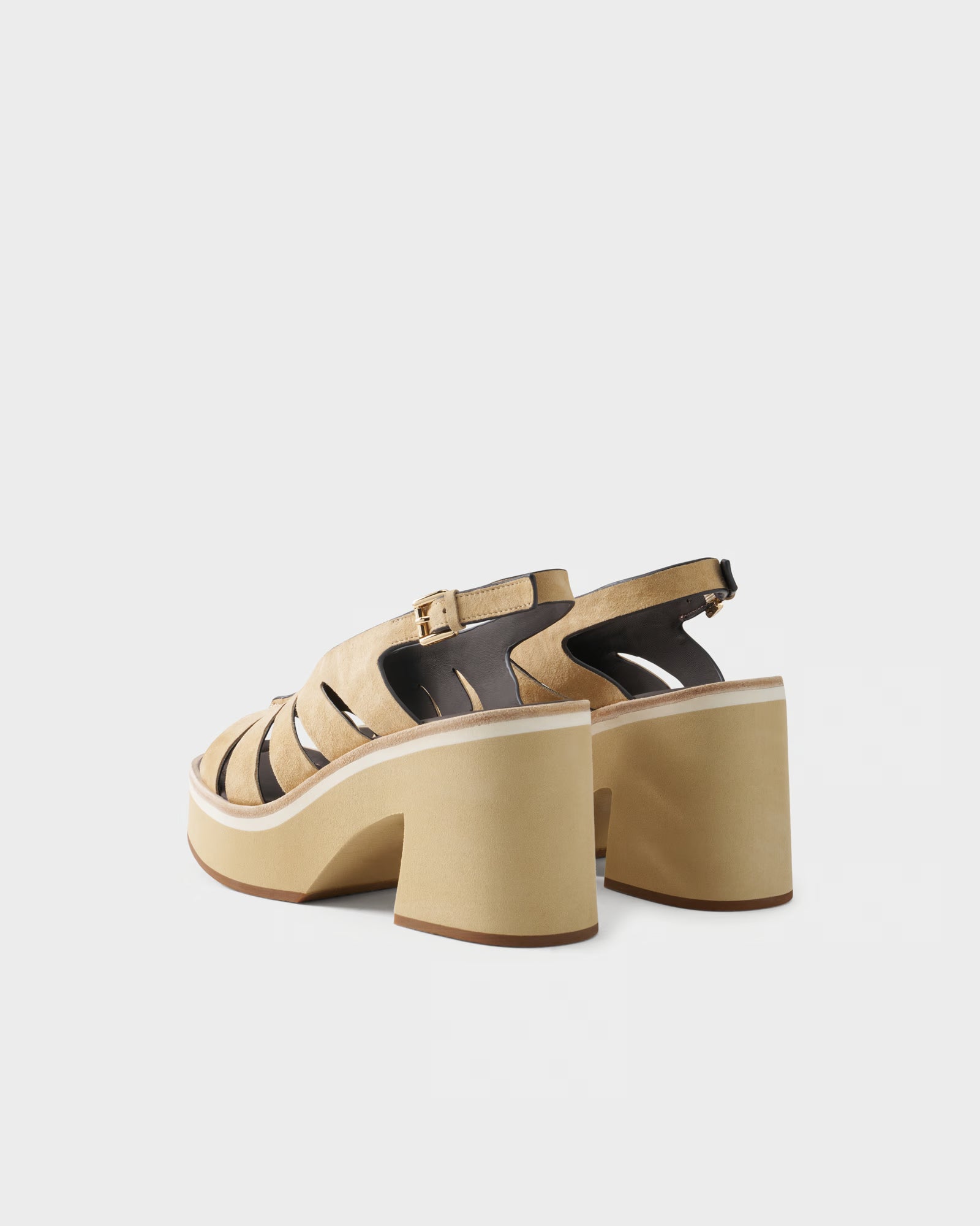 Sandal in suede with cut-out straps