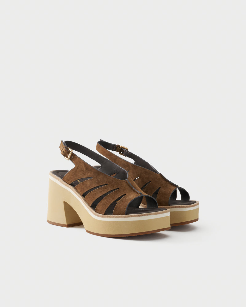 Sandal in suede with cut-out straps