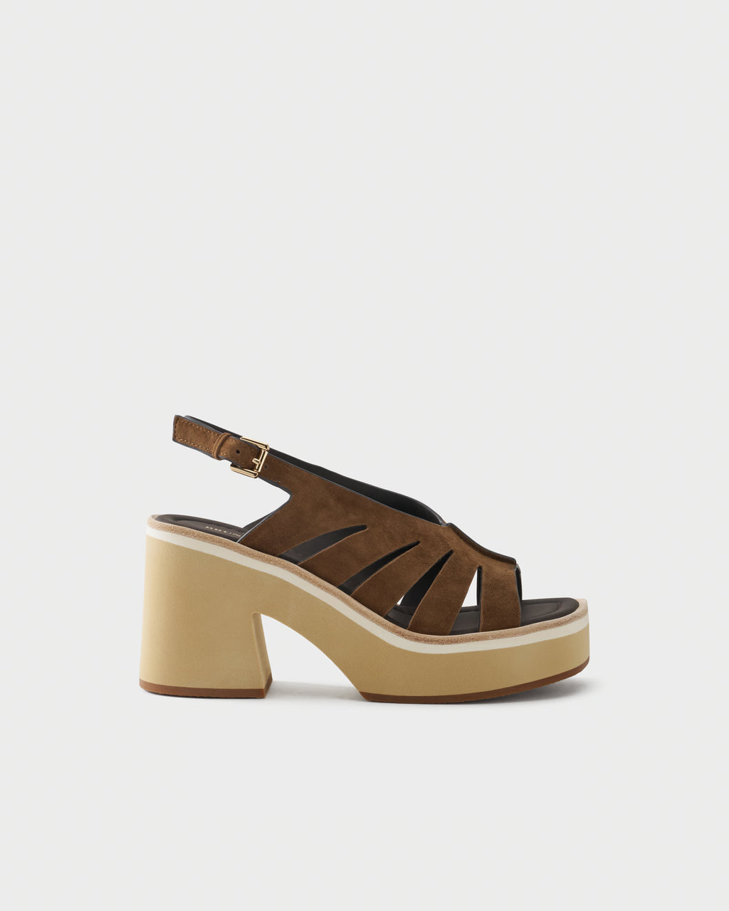 Sandal in suede with cut-out straps