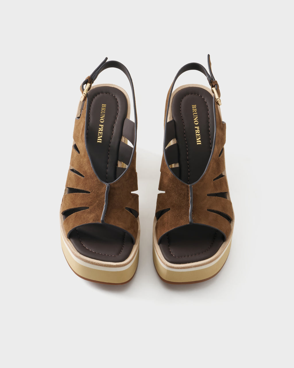 Sandal in suede with cut-out straps