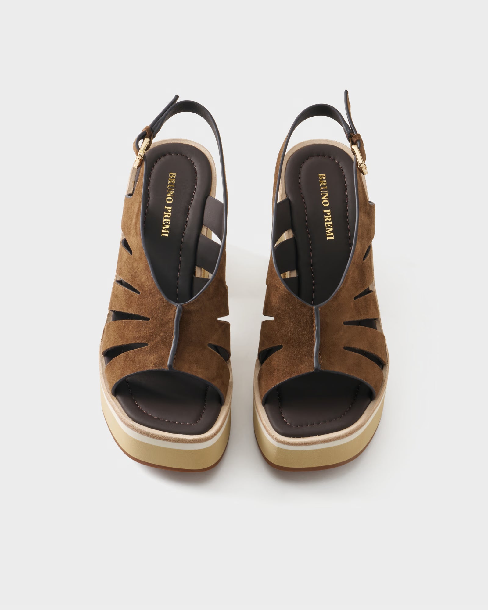 Sandal in suede with cut-out straps