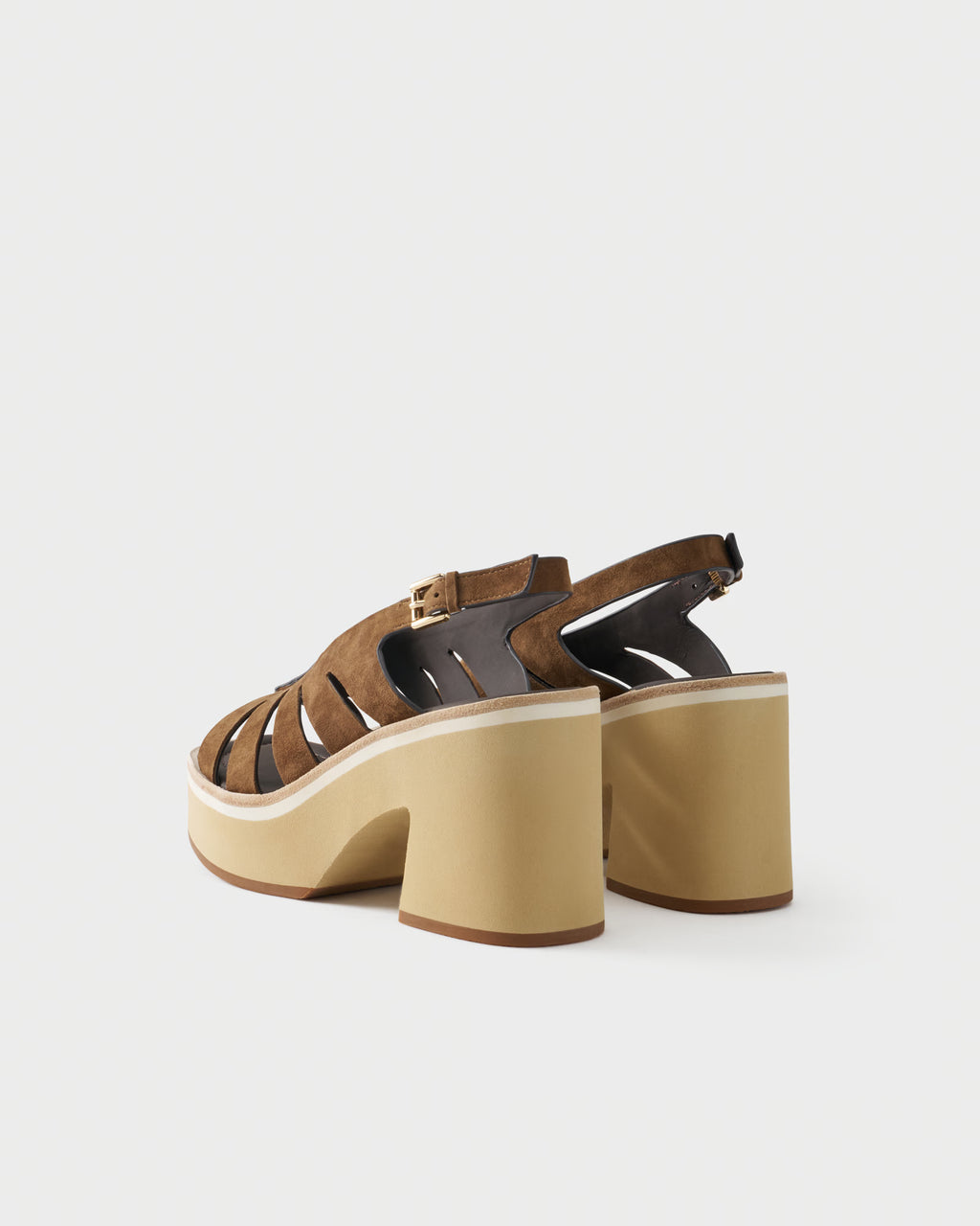 Sandal in suede with cut-out straps