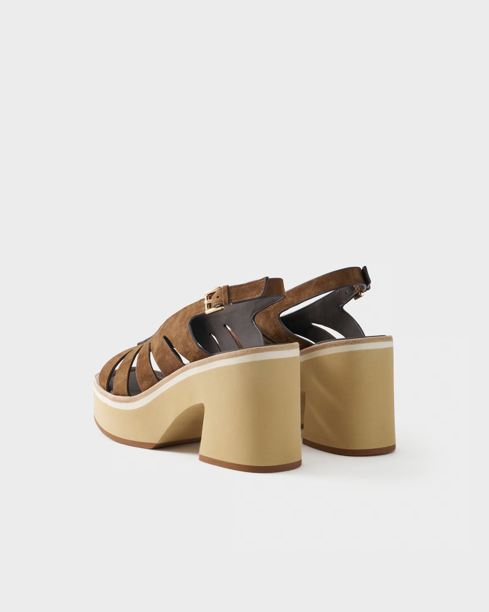 Sandal in suede with cut-out straps