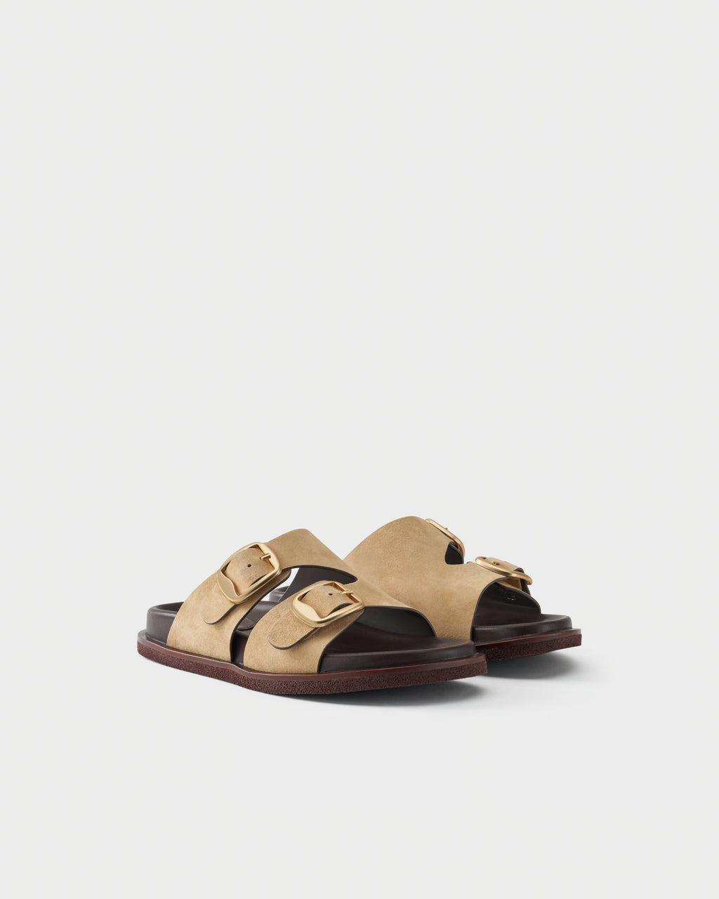 Flat slides in suede