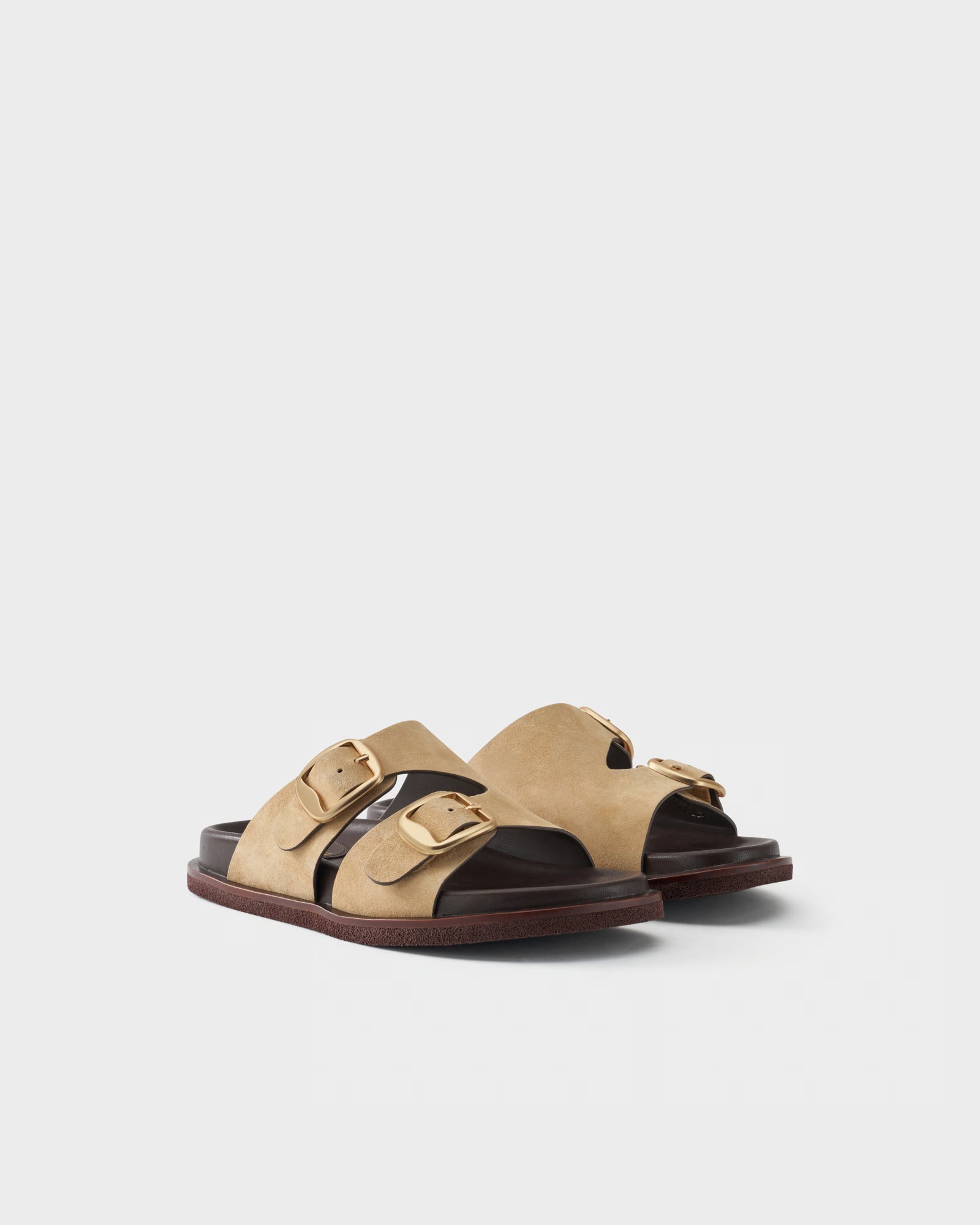 Flat slides in suede