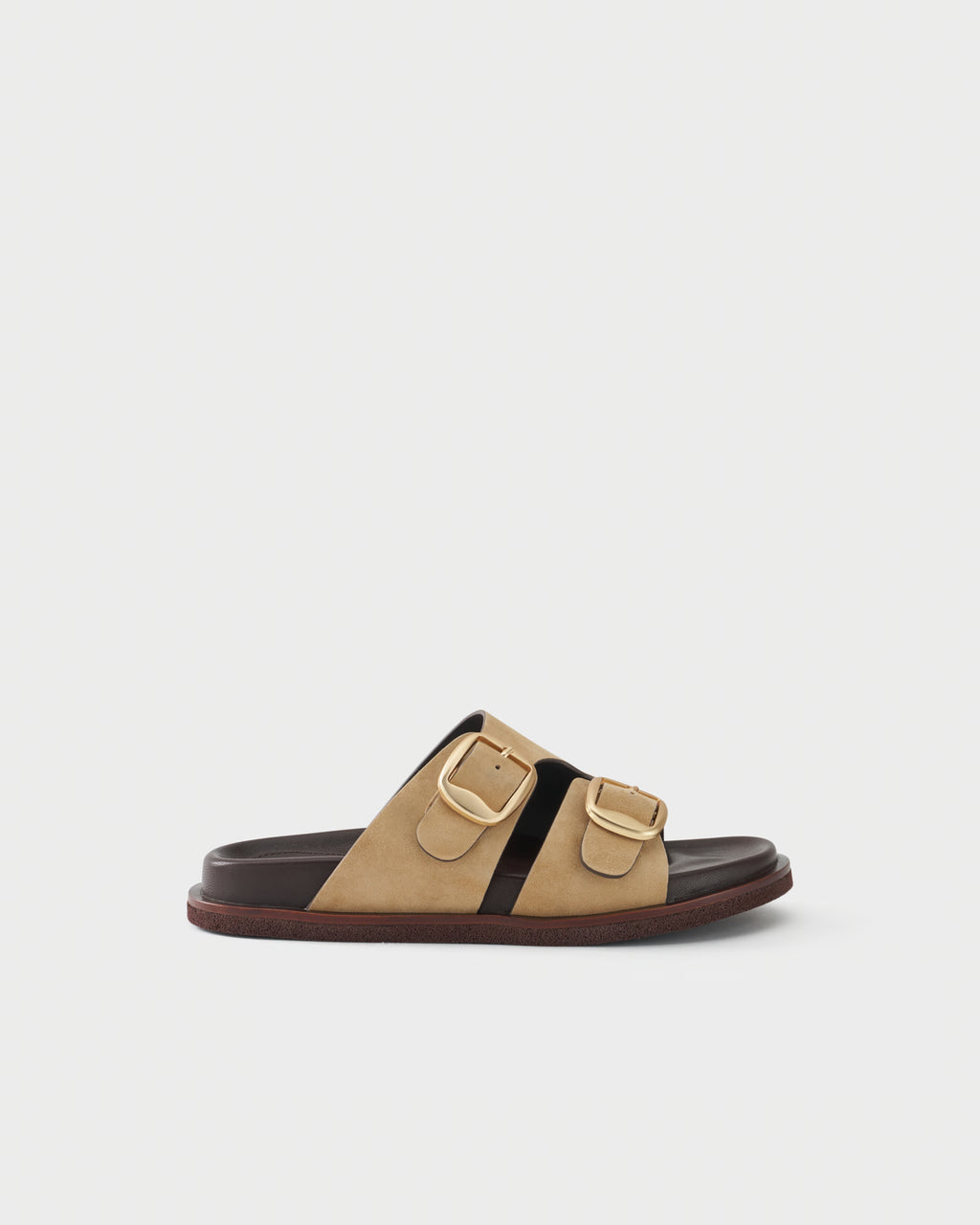 Flat slides in suede