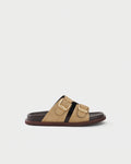 Flat slides in suede