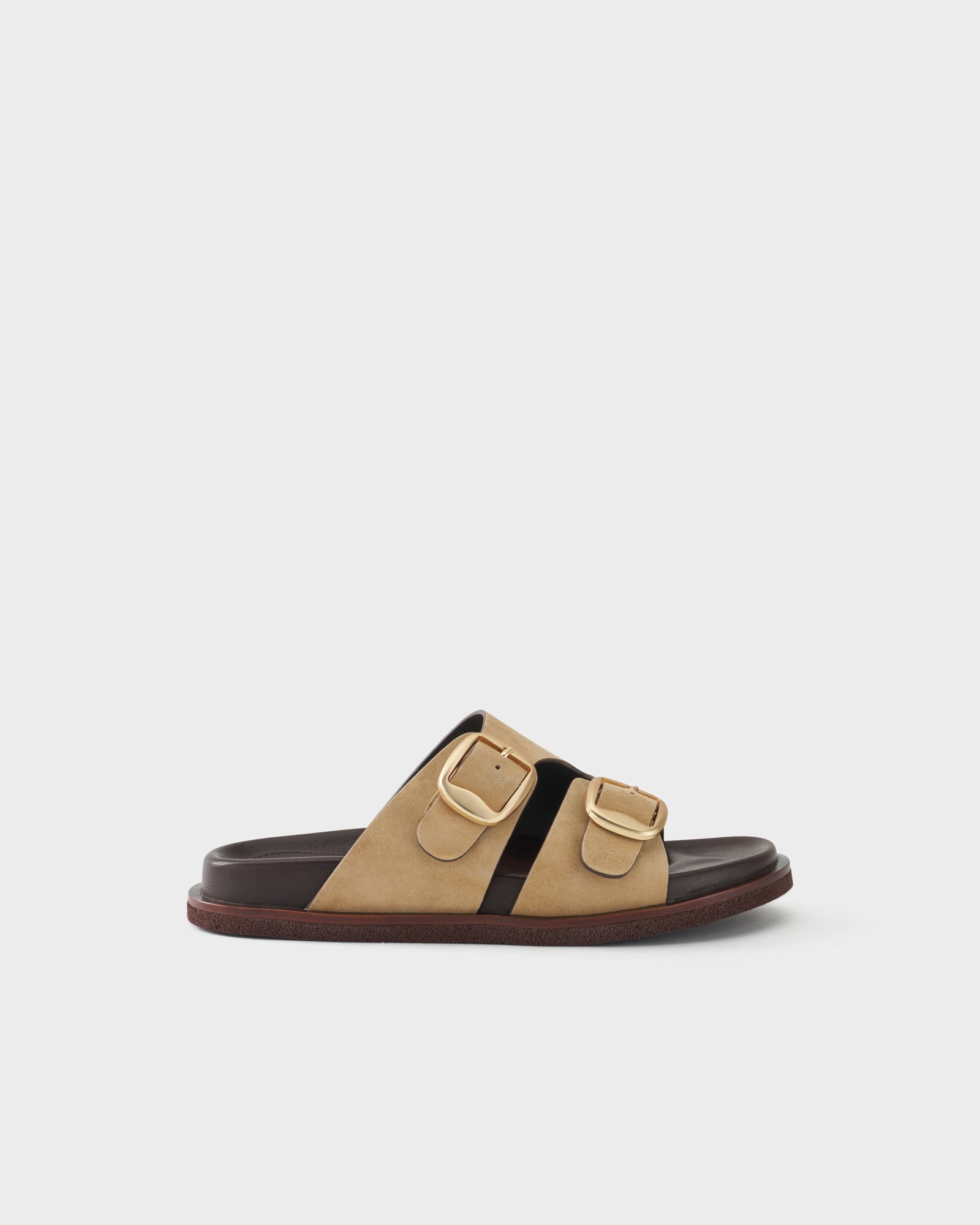 Flat slides in suede
