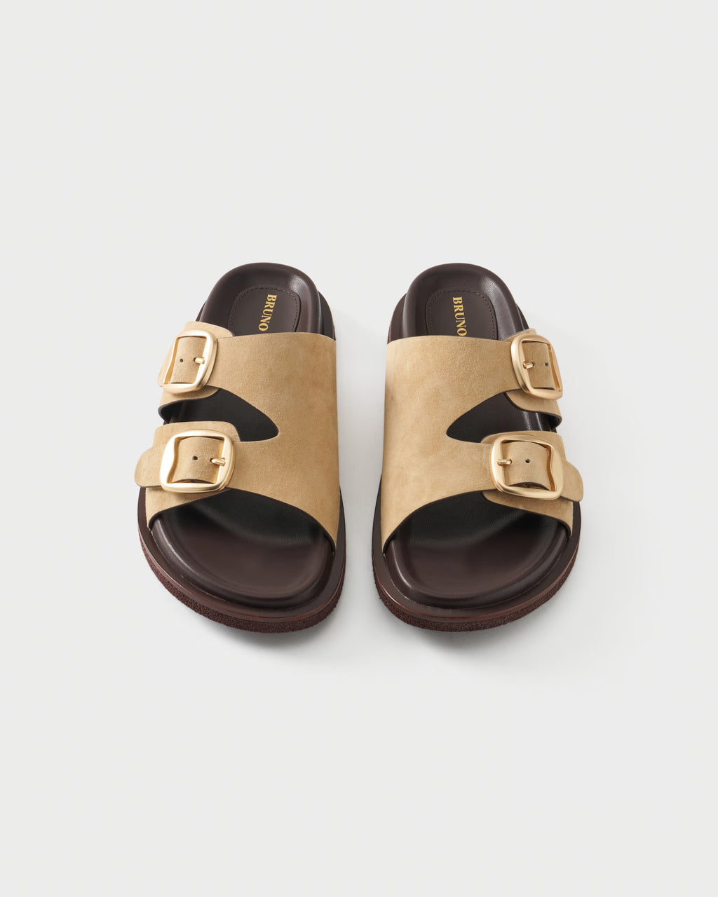 Flat slides in suede