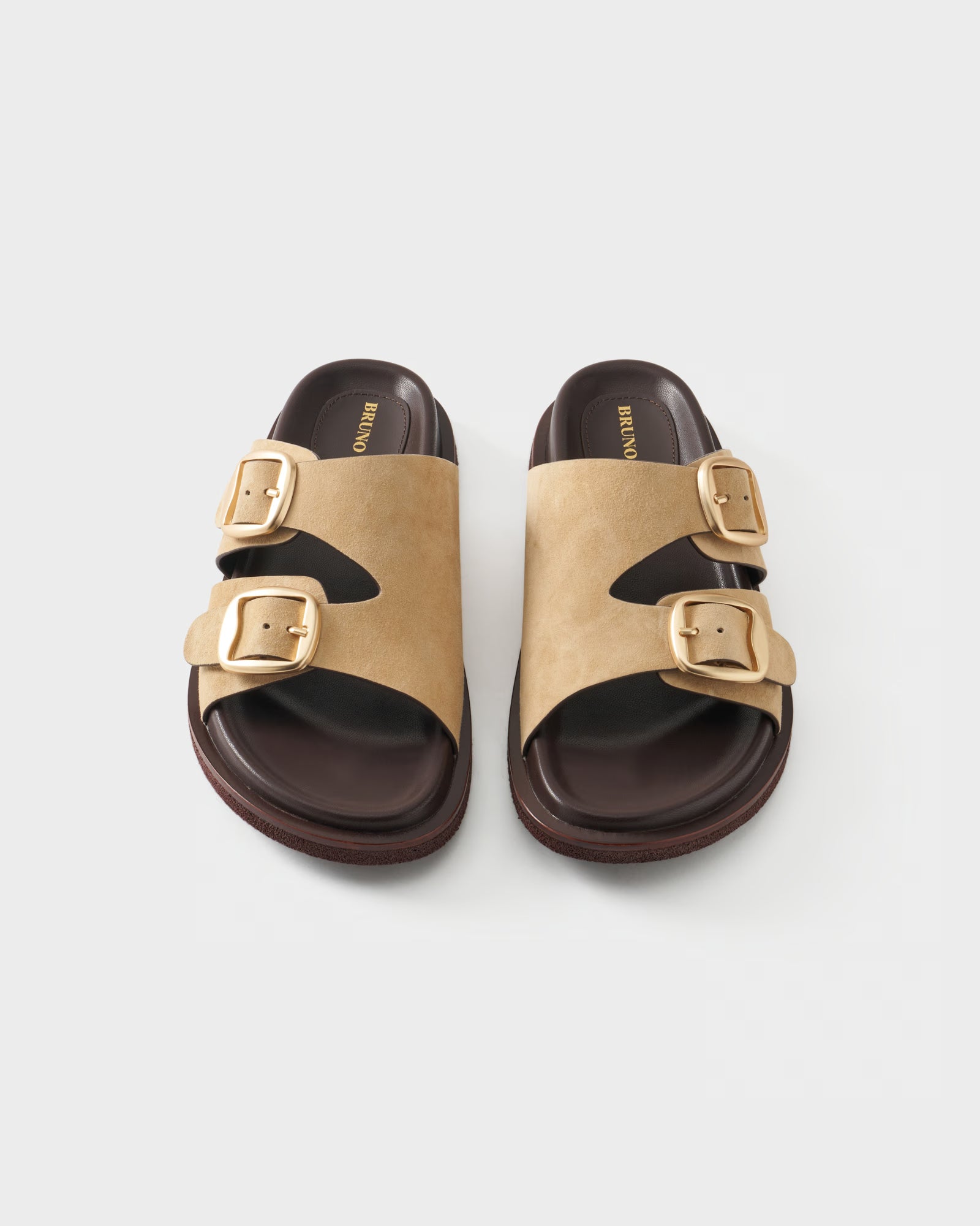 Flat slides in suede