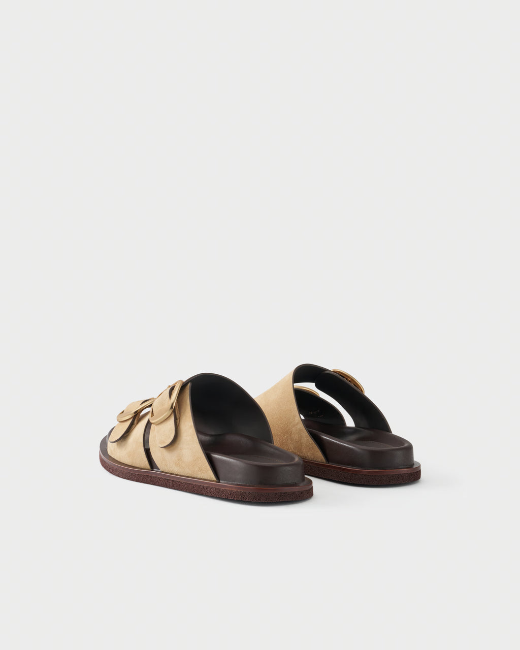Flat slides in suede