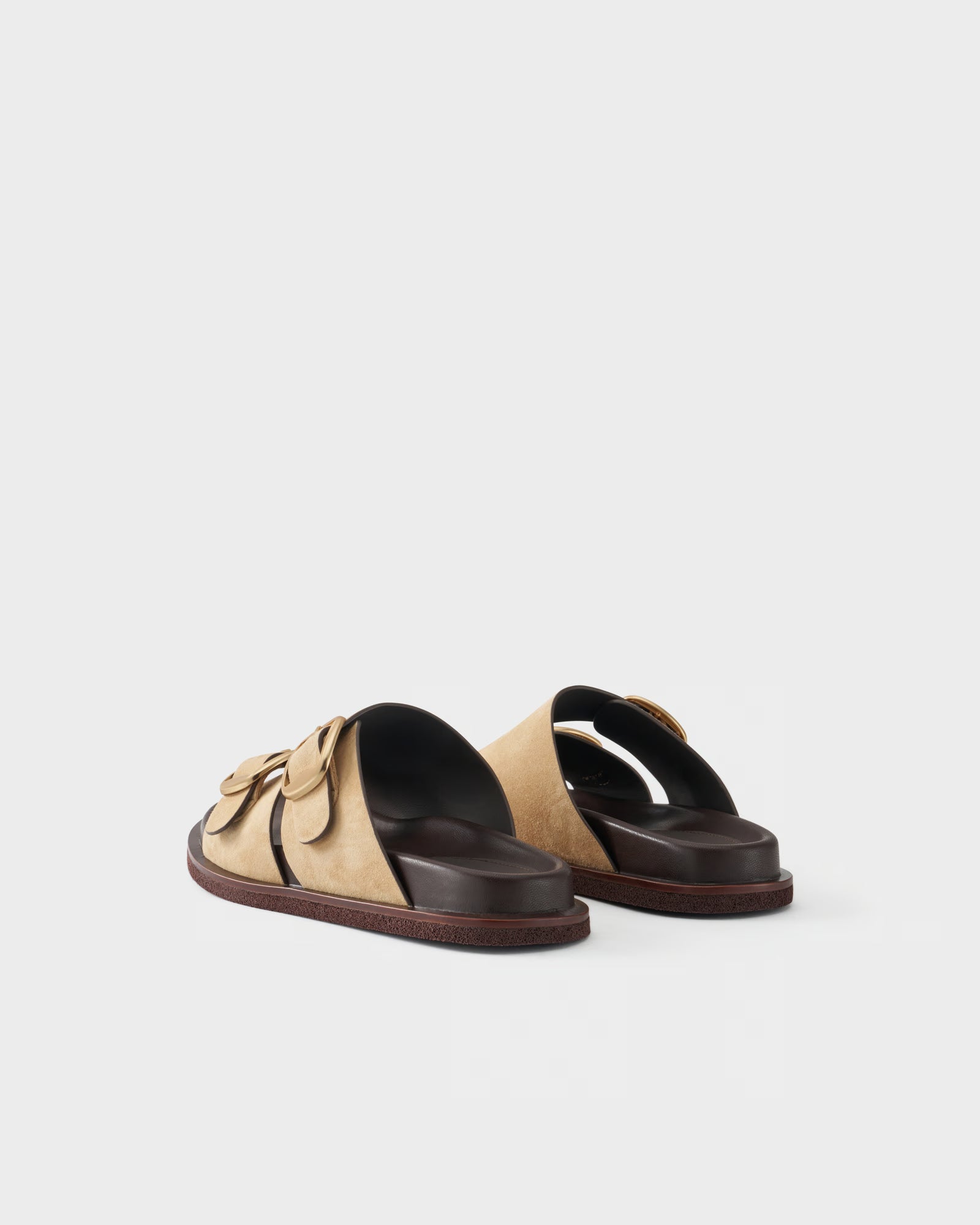 Flat slides in suede