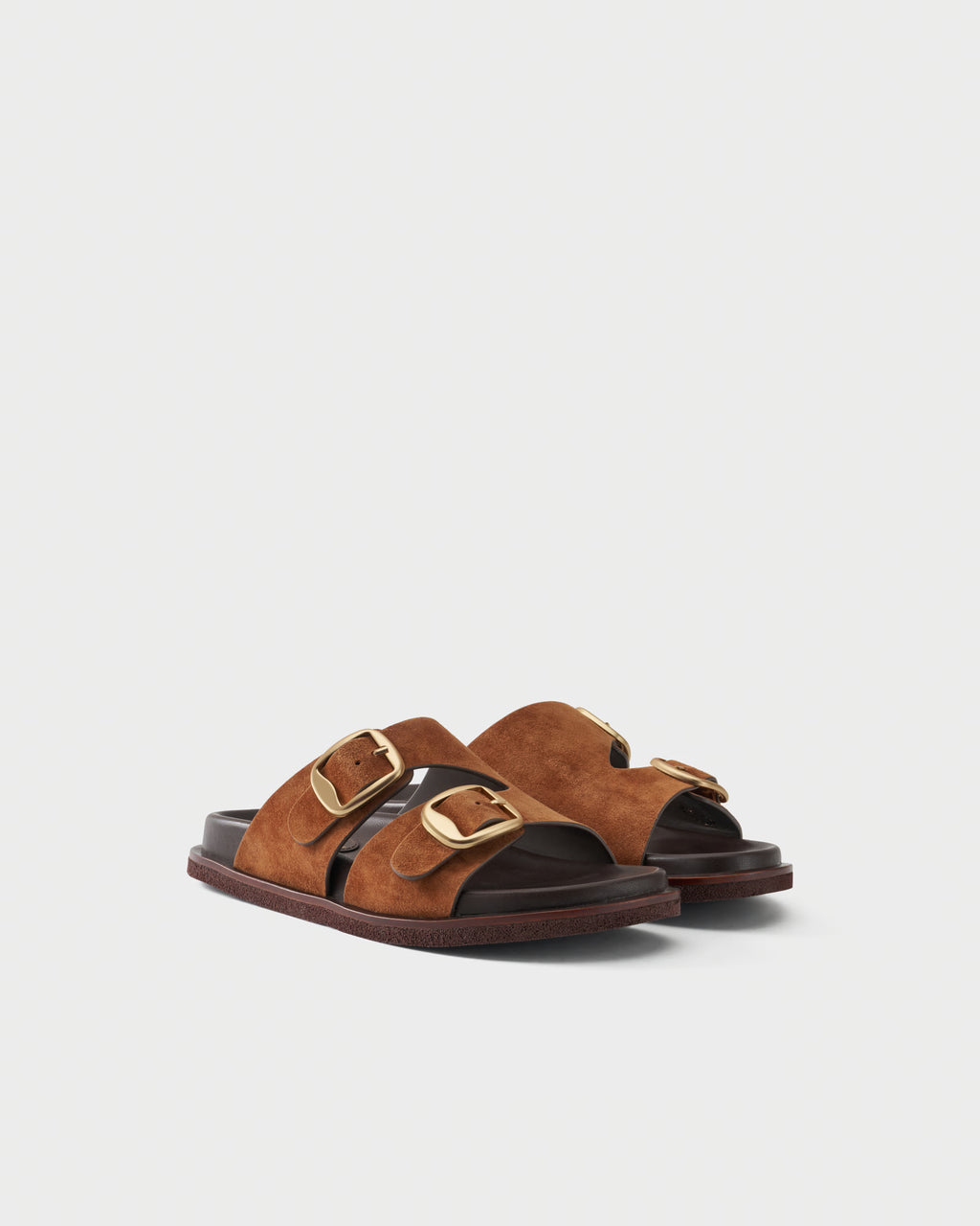 Flat slides in suede