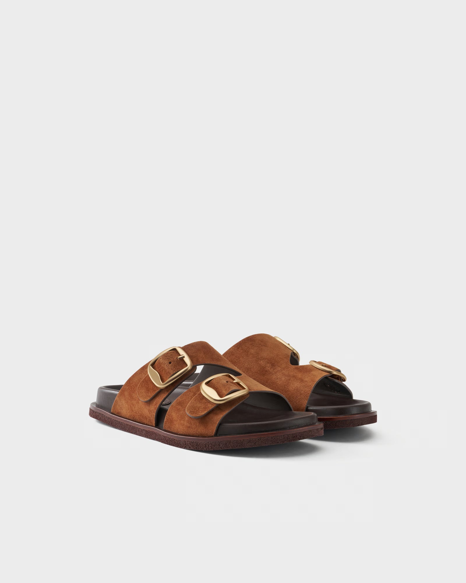 Flat slides in suede