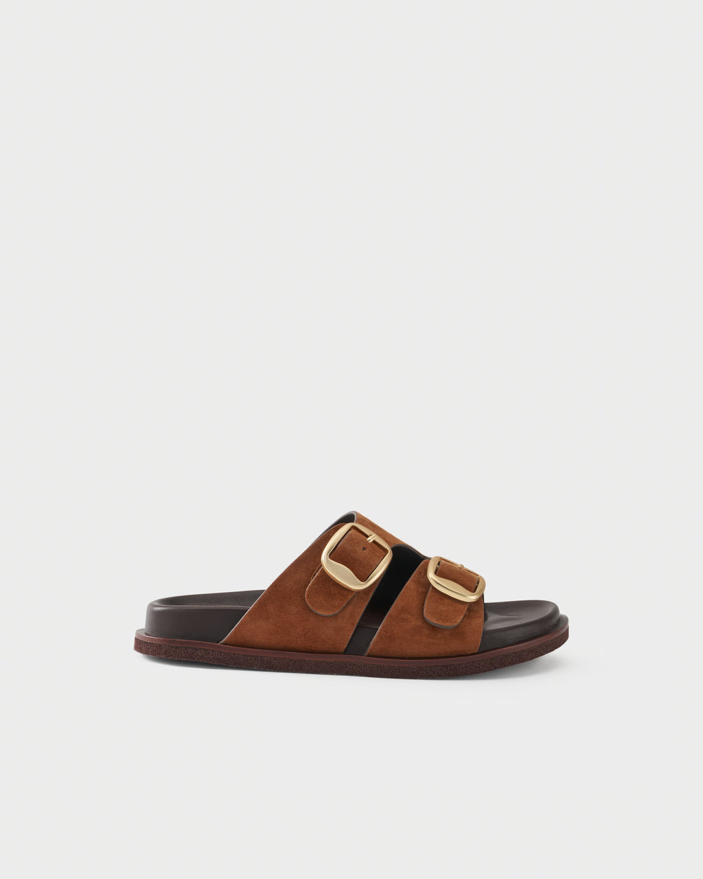 Flat slides in suede